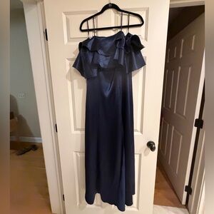 Lulu's Midnight Blue Strapless Ruffle Dress